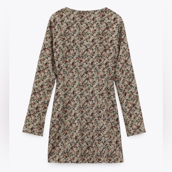 Zara Rose Floral Print Mini Dress Medium - Picture 2 of 15